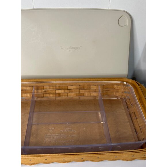 Longaberger 10x16 Bagel Serving Tray Basket Set w/ Hard Plastic Lid & Protector - Picture 3 of 7